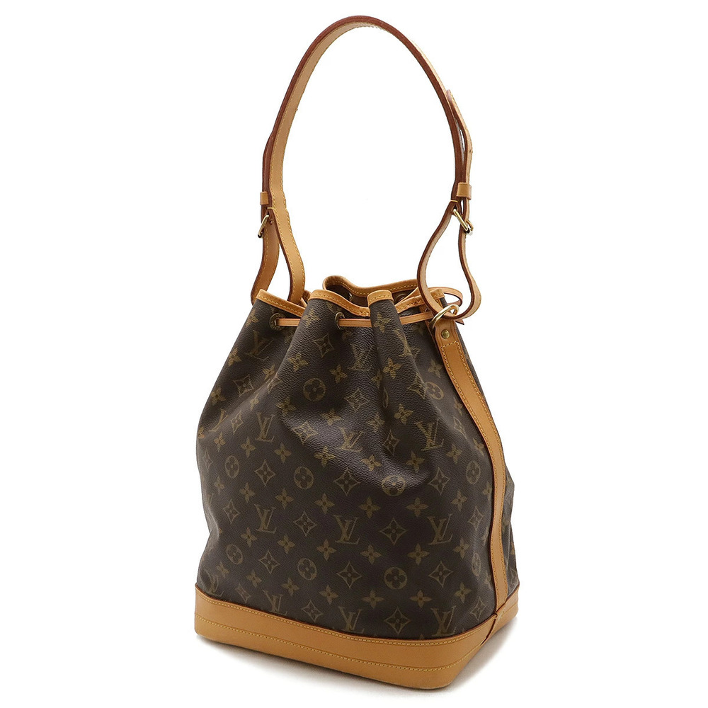 Louis Vuitton Drawstring Monogram Bag Hobo Shoulder Noe Brown